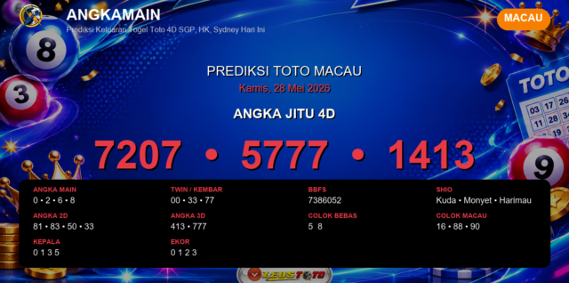 Prediksi togel Macau hari ini lengkap 2D 3D 4D 28 Mei 2026
