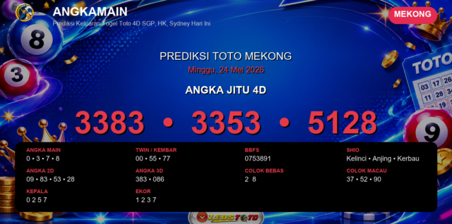 Prediksi togel Mekong hari ini lengkap 2D 3D 4D 24 Mei 2026