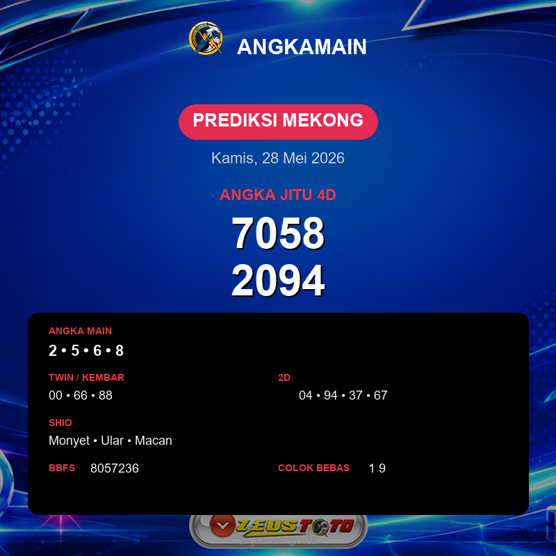 Prediksi togel Mekong hari ini lengkap 2D 3D 4D 28 Mei 2026