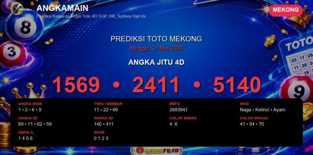 Prediksi togel Mekong hari ini lengkap 2D 3D 4D 31 Mei 2026