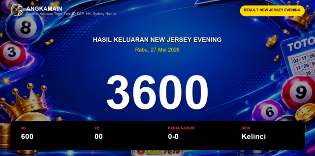 Result New Jersey Evening hari ini 27 Mei 2026 angka 3600