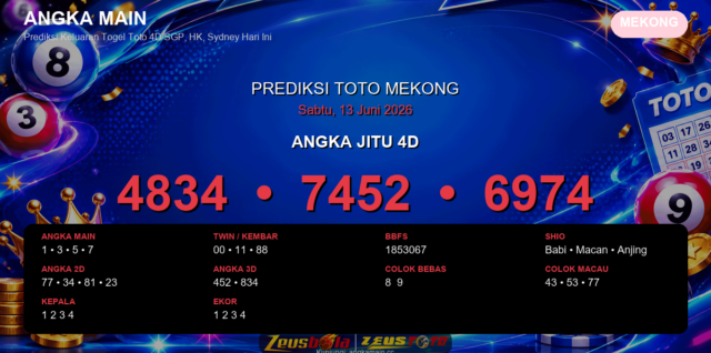 Prediksi togel Mekong hari ini lengkap 2D 3D 4D 13 Juni 2026