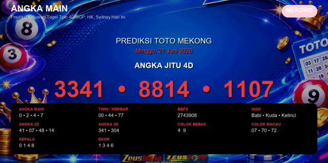 Prediksi togel Mekong hari ini lengkap 2D 3D 4D 21 Juni 2026