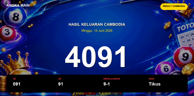 Result Cambodia hari ini 14 Juni 2026 angka 4091