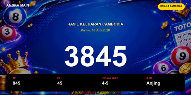 Result Cambodia hari ini 18 Juni 2026 angka 3845