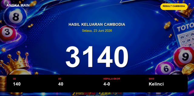 Result Cambodia hari ini 23 Juni 2026 angka 3140