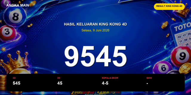 Result King Kong 4D hari ini 9 Juni 2026 angka 9545