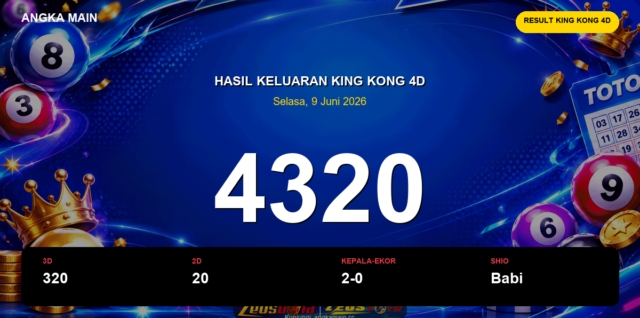 Result King Kong 4D hari ini 9 Juni 2026 angka 4320