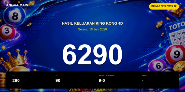 Result King Kong 4D hari ini 16 Juni 2026 angka 6290