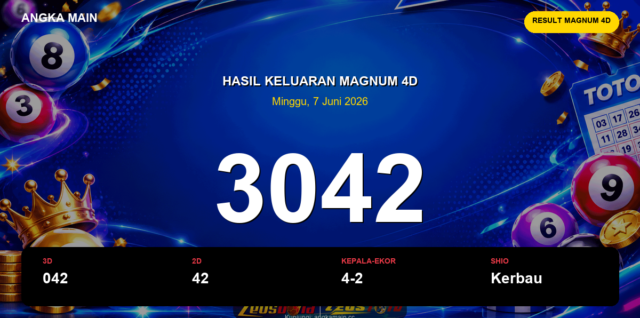 Result Magnum 4D hari ini 7 Juni 2026 angka 3042