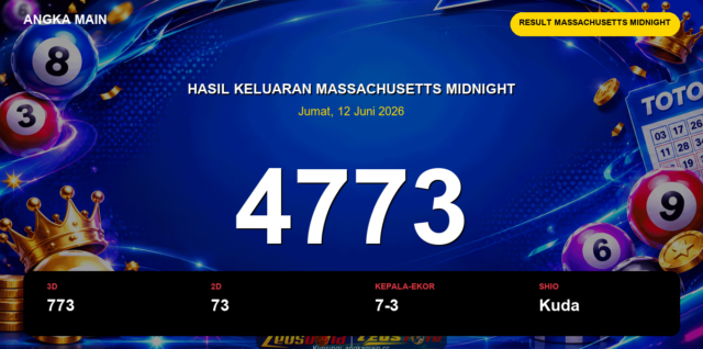 Result Massachusetts Midnight hari ini 12 Juni 2026 angka 4773