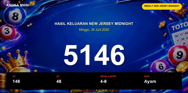 Result New Jersey Midnight hari ini 28 Juni 2026 angka 5146