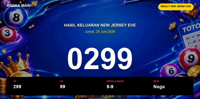 Result New Jersey EVE hari ini 26 Juni 2026 angka 0299