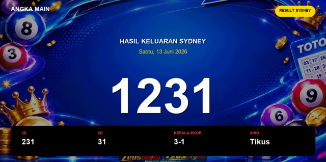 Result Sydney hari ini 13 Juni 2026 angka 1231