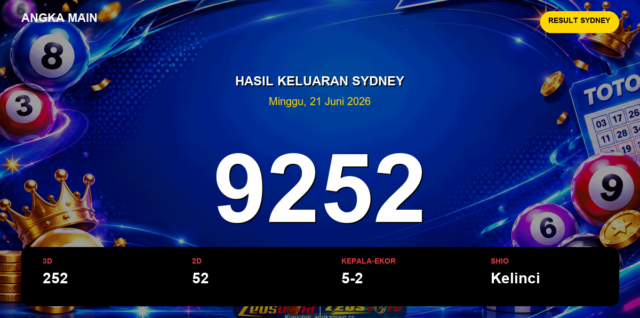 Result Sydney hari ini 21 Juni 2026 angka 9252