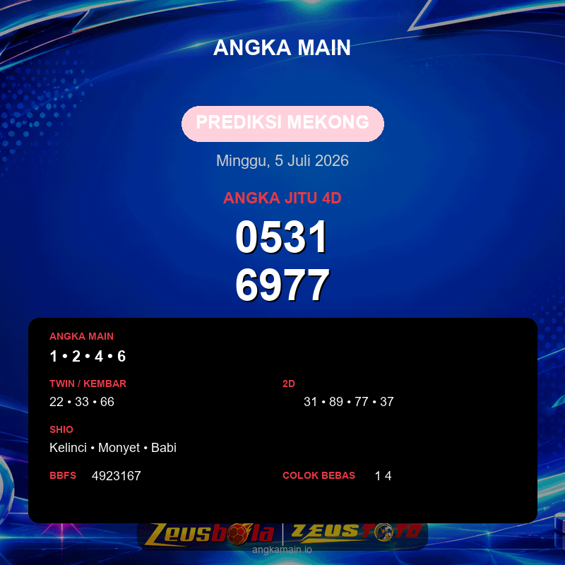Prediksi togel Mekong hari ini lengkap 2D 3D 4D 5 Juli 2026
