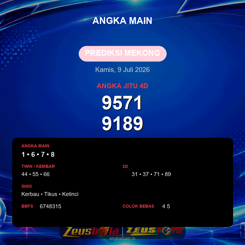 Prediksi togel Mekong hari ini lengkap 2D 3D 4D 9 Juli 2026