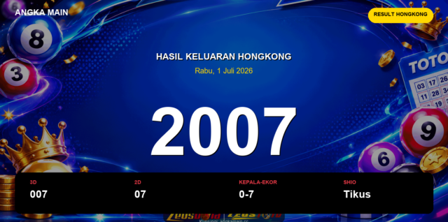 Result Hongkong hari ini 1 Juli 2026 angka 2007